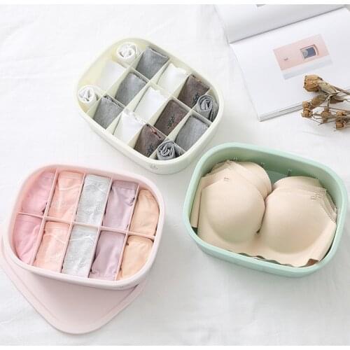 Underwear Storage Box with Lid 1/10/15 Grids Home Wardrobe Drawer Closet Organizer Case for Socks Panties Bra Storage Box U3
