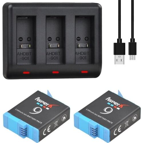 1780mAh Battery Pack for GoPro Hero 9 Rechargeable Battery for AHDBT-901 + USB Charger for Go Pro Hero 9