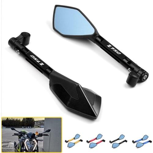 Universial Motorcycle Rearview Mirrors Handle Bar End Side Blue Retrovisor For Kawasaki Z750 Z750/S 2004-2010 2019 2020 2021