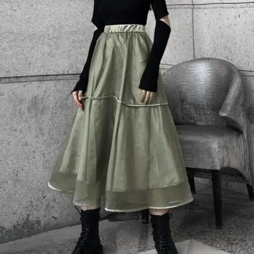2020 Spring Summer New Arrivals High Waist Solid Pattern Women Fashion Casual Loose Ankle Length A-line Skirt U416