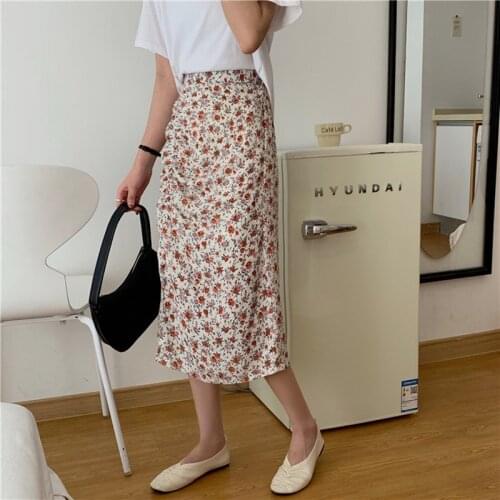 Womens Skirt Vintage Clothes Long Skirts White Harajuku Summer High Waist Streetwear 2021 Fashion flowy Spring Elastic Chiffon