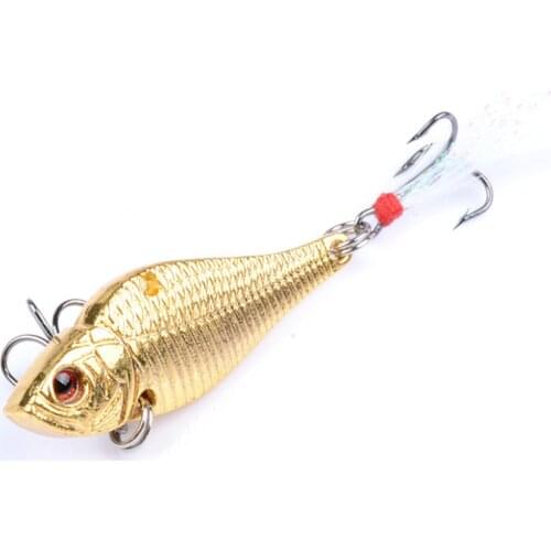 1PCS Metal Gold Sliver VIB Lures 5cm 14.5g Vibration Wobbler Spoon Fishing Lure VIB Bait Bass Pike Artificial Cicada Bait