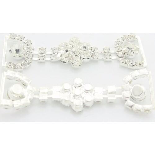 2018 Rushed 55mm 2 1/5" Diamante Crystal Rhinestone Connectors Bikini For Swimming Wear Shoe Belt Buckle Invitation 10pcs Pack