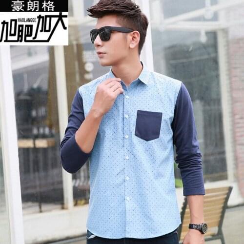 2016 slim man men shirt jeans plus size Autumn mens long sleeve shirt camisa masculina brand casual office shirt