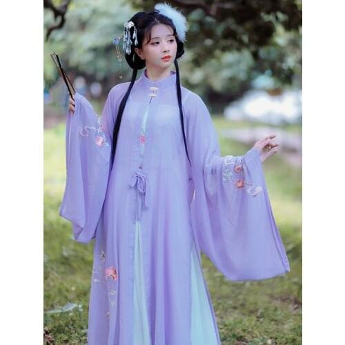 2021 stand collar big sleeve shirt chinese traditional costumes hanfu coat adult Ming suit performance hanfu cloak cosplay suit