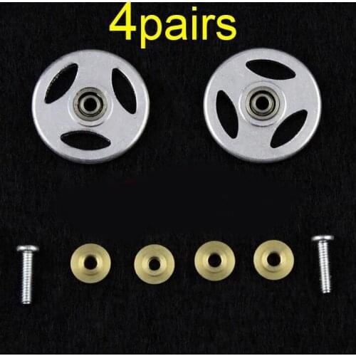 4Pairs 18mm Guide Roller Aluminum Alloy Rollers With Bearing Silver Spare Parts For MINI 4WD Car Model