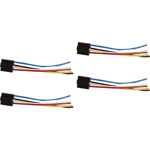 4 Pack - 12V DC 40/30 Amp 5-Pin Automotive Relay Harness Set ( with Interlocking Harnesses)