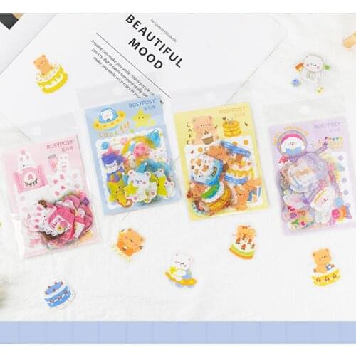 40pcs/Pack Cute Cartoon Animals Stickers Creative DIY Flake Scrapbooking Diary Stationery PET Transparent Decoration Sticker