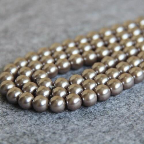 8mm Grey Shell Glass Round beads DIY gift for women girl loose beads 15inch 2pc/lot Jewelry making design wholesale