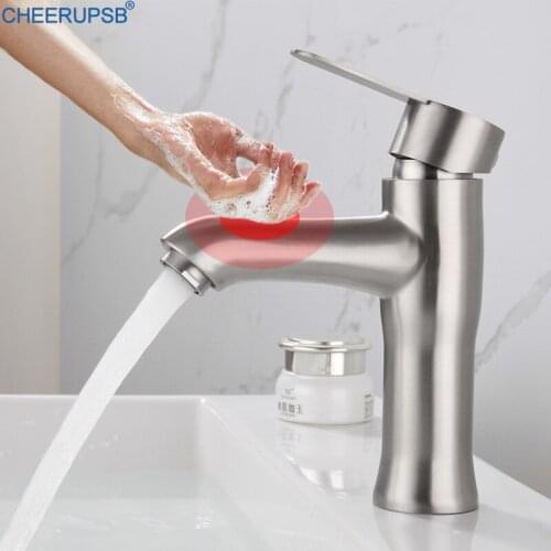 Automatic Smart Sensor Faucet Bathroom Modern Touch Tap One Hole Deck Mounted Auto Grifo Stainless Steel Single Handle Faucets