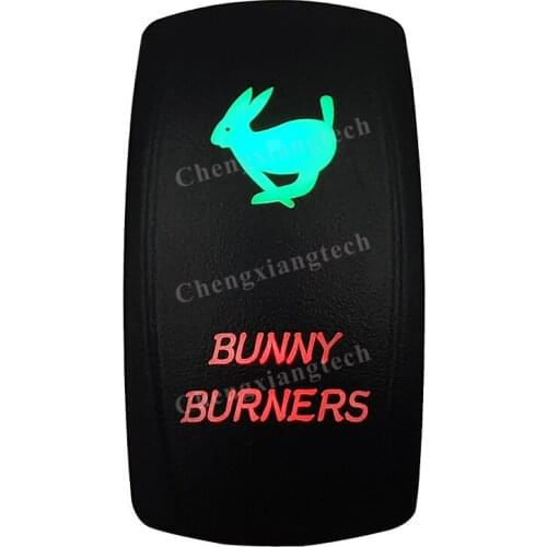 Laser-BUNNY BURNERS-Car Boat Green & Red Led On Off Rocker Switch Waterproof, Overload Protection, SPST, Truck Marine Caravan