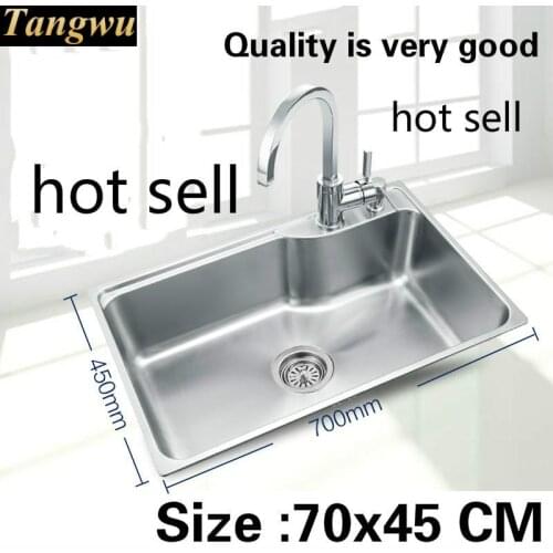 Free shipping Standard kitchen single trough sink durable food-grade stainless steel wash the dishes luxury hot sell 700x450 MM