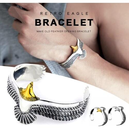 Eagle Cuff Bracelet Vintage Men Women Creative Gift Fashion Jewerlly Fit For Most Wrist Size Adjustable Opening
