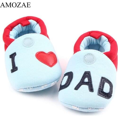 Baby Shoes Newborn PU Leather Print Letter I LOVE MOM&DAD First Walker Soft Bottom Comfortable Footwear Toddler Free Shipping