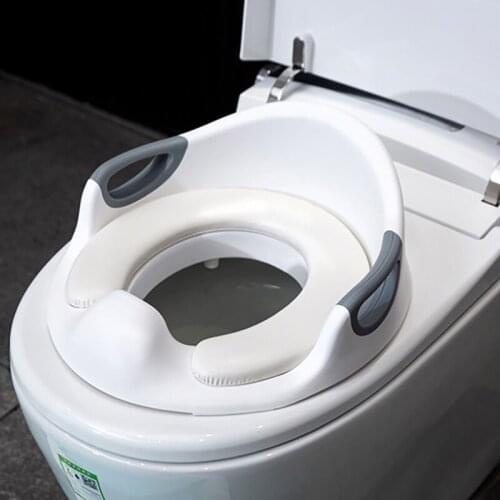 Baby Potty Training Toilet Seat with Soft Cushion Handles, Haute Collection, Double Anti-Slip Design and Splash Guard