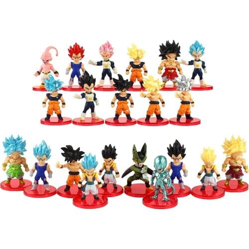 21pcs/Set 6-7cm Dragon Ball Z DBZ Anime Super Saiyan Son Goku Vegeta Broly Cell Freeza Frieza Buu Action Figure Mini Model Toys