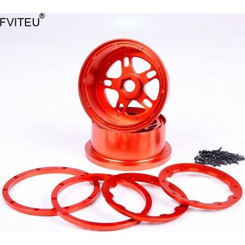 FVITEU CNC Alloy Front Wheel Hub With Alloy Beadlock Set for 1/5 HPI Baja 5B SS Rovan King Motor