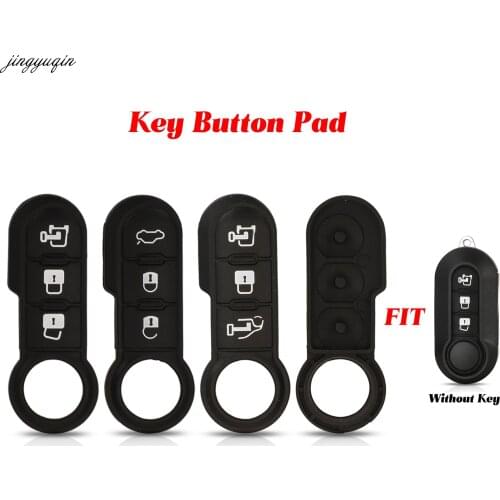 Jingyuqin Remote Car Key Case Rubber Button Pads For FIAT 500 500L Punto Bravo Panda Freemont 3 Buttons Replacement