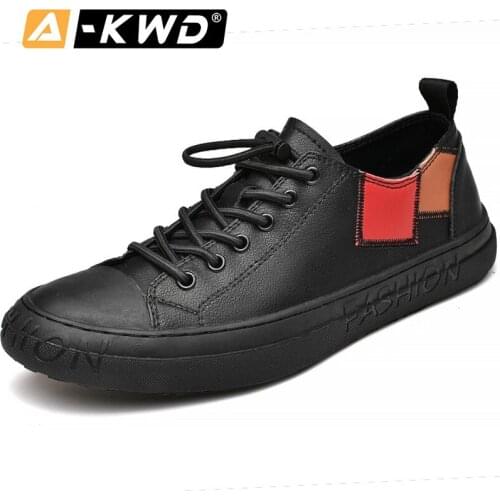 Fashion Shoes 2019 Black White Designer Trainers Tenis Esportivo Masculino Patchwork Mens Shoes Genuine Leather Shoes Sneakers