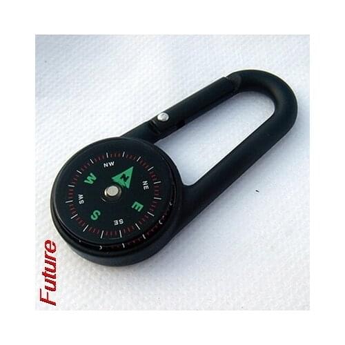 Mini Multifunctional Keychain Luminous Night Light Hanging Compass Metal Zinc Alloy Carabiner Compass Camping Hiking