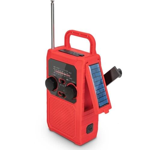 Multifunctional Hand Radio Solar Crank Dynamo Powered AM/FM Radio Emergency LED Flashlight and Power Bank Charger