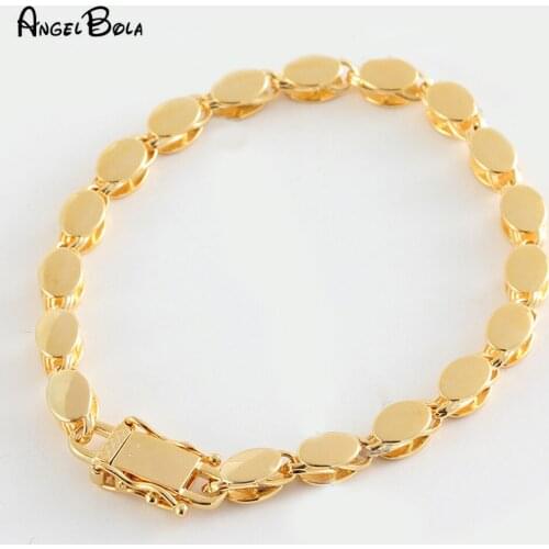 Muslim Dan-shaped Smooth Surface Gold Fashion Simple Womens Bracelet Islamic Jewelry Accessories A Variety of Sizes Available
