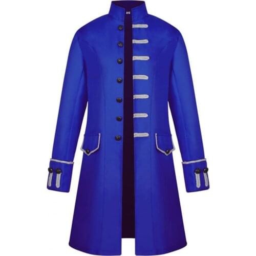 Stand Collar Men Coat Top Two Pockets Buttons Closure Halloween Jacket Cosplay Costume Long Sleeve Stand Collar Jacket