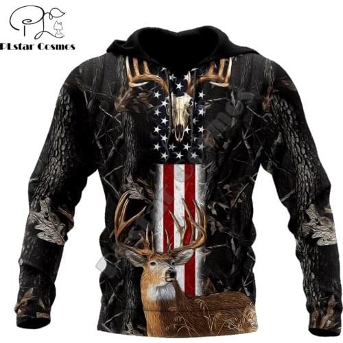 Whitetail Deer Hunter 3D All Over Printed Men Hoodie Unisex Deluxe Hoodies Sweatshirt Zip Pullover Casual Jacket Tracksuit KJ369