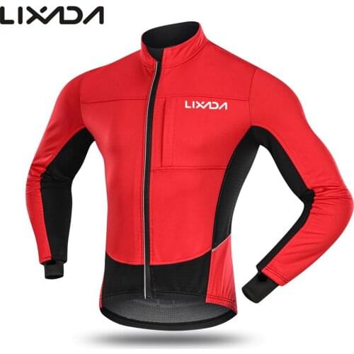 Lixada Mens Cycling Jacket Winter Thermal Warm Fleece MTB Bike Bicycle Clothing Sportswear Windproof Coat