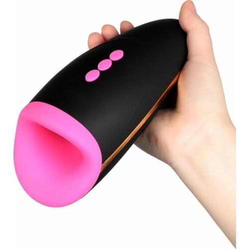 Male Oral Masturbator Smart Voice Absorbing Heating Masturbation Cup Sex Vibrating Pussy Blowjob Aircraft Cup Sex Toys for Men