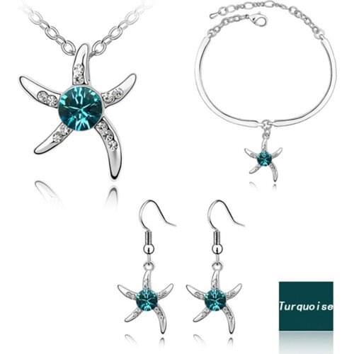 Fashion crystal jewelry set silver plated,sale at breakdown price