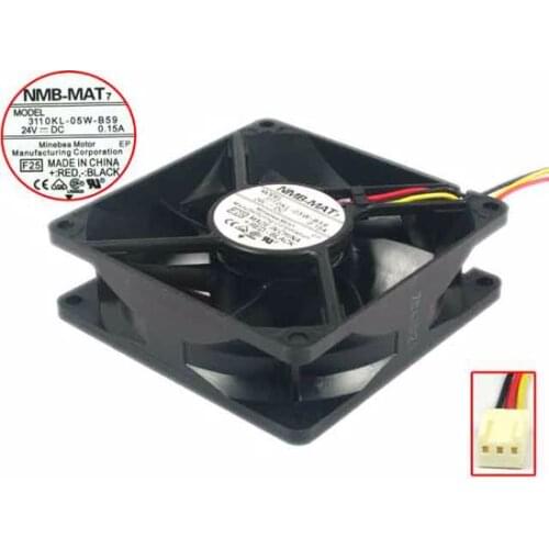 NMB-MAT 3110KL-05W-B59 F25 Server Cooling Fan DC 24V 0.15A 80x80x25mm 3-wire