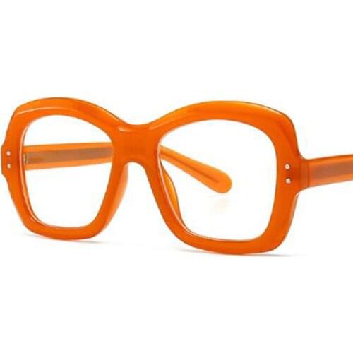 Big Black Eye Glasses Frames For Women Fashion Spectacles Glasses Without Diopter Orange Eyewear korean Luxury Designer
