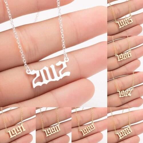 Women Personalized Necklace Special Date Year Number Necklace girl1994 1995 1996 1997 1998 1999 from 1980 to 2002 chain Jewelry