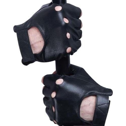 1 Pair MenS Faux Leather Gloves Fitness Fingerless Gloves Half Finger Gloves Bike Driving Gloves For Cycling Motorcycle Bicycle