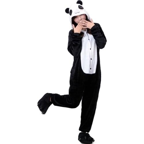 Adult kigurumi panda unisex onesies pajamas cartoon costume woman onesies winter warm animal hooded jumpsuit Christmas girt