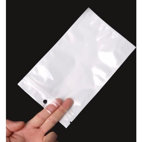 50/100Pcs Multi Sizes White Clear Self Seal Zipper Plastic Retail Packaging Poly Bag Hang Hole For Storage Pouch Ziplock Bag