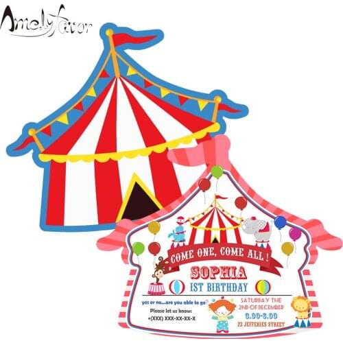 Circus house Theme Invitation Card Party Supplies Circus Animals Invitation Party Decorations Event Birthday Custom-Made 16PCS
