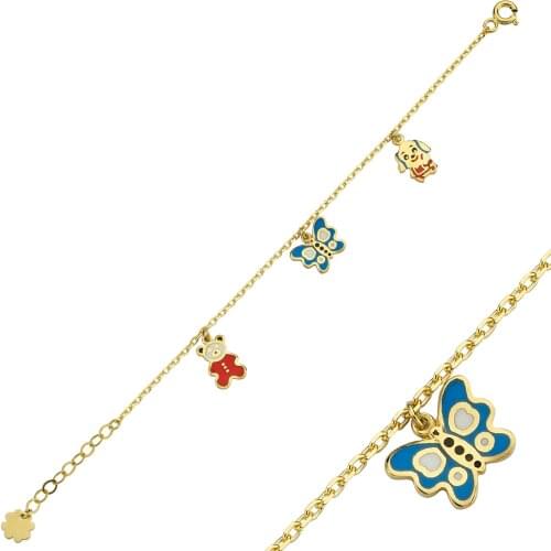 14K (585) Gold Enamel Unisex Child Bracelet