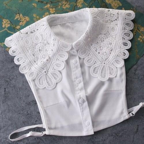 YSMILE Y Women High Quality Hollow Lace Solid Fake Collar Remove Shirt Blouse Decoration Large Collar For Female