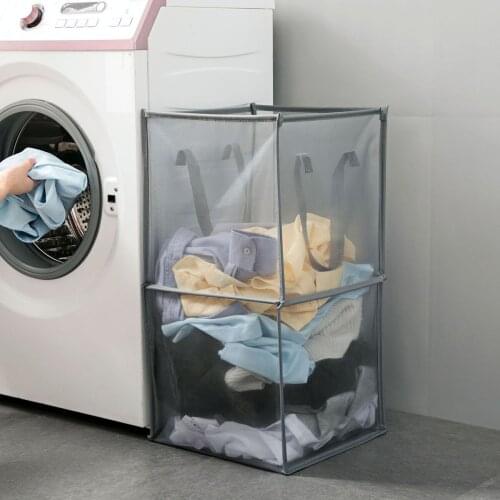 Mesh Laundry Basket Clothing Organizer Foldable Laundry Hamper Laundry Bag Clothes Kids Toy Storage Buckets Sundries Organizer