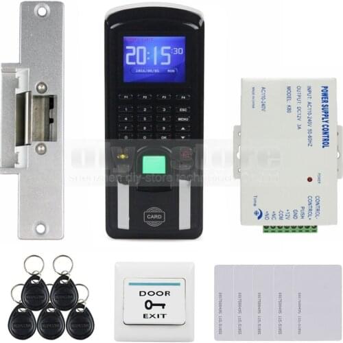 DIYSECUR Fingerprint 125KHz RFID Reader Password Keypad + Strike Lock Door Access Control System Kit for Office / House