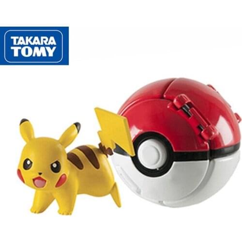 Takara Tomy Pokemon Pokemon Poke Ball Anime Doll Pikachu Ham Little Grouper Pokemon Variation Toy Action Model Gift
