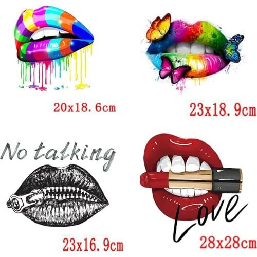 Iron On Lips Patches Hot Heat Transfer Cloth Printing Sticker DIY Clothing Bag Shoes Customization Logo