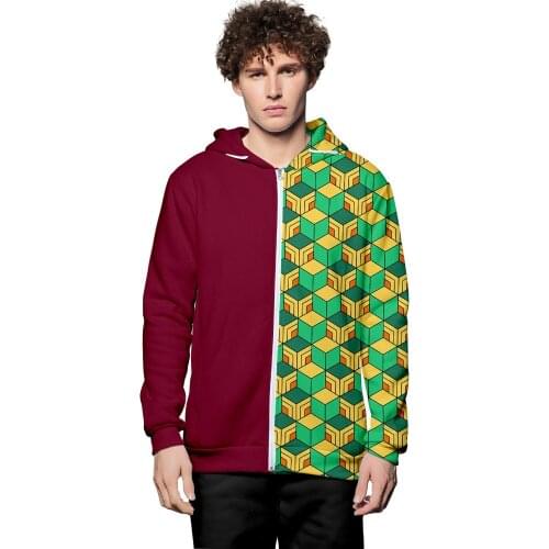Streetwear Demon Slayer 3D Print Zipper Hoodies Men/women Fashion Long Sleeve Hooded Sweatshirt Casual Streetwear Pullover Tops
