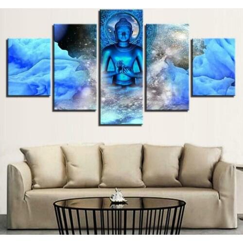 Nebula Buddha Zen Religion 5 Pcs Canvas Pictures Print Wall Art Canvas Paintings Wall Decor for Living Room No Framed