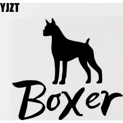 YJZT 13.7CM×12.8CM Creative Car-styling Vinyl Animal Boxer Car Sticker Decal Black/Silver 8C-0668