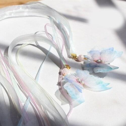 1pair Handmade Butterfly Long Tassel Hair Clip for Hanfu Ancient Style Hair Accessories Hairpin Daily Decor Women Girl Gift