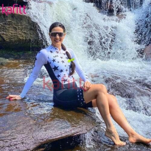 Kafeet Ladies Cycling Jersey Overall Sports Style Sportswear Cycling Wear Jumpsuit Long Sleeve Shorts Set Cycling Team