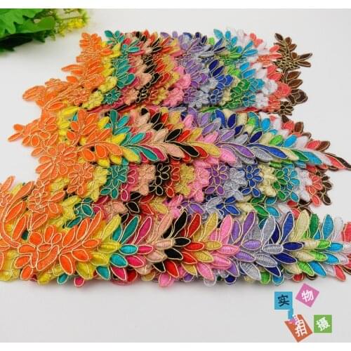 10Pcs 10X 30cm Hot-fix Baroque Garments Lace Applique Flower Floral Motif Venise Lace Applique Accessory BD0271